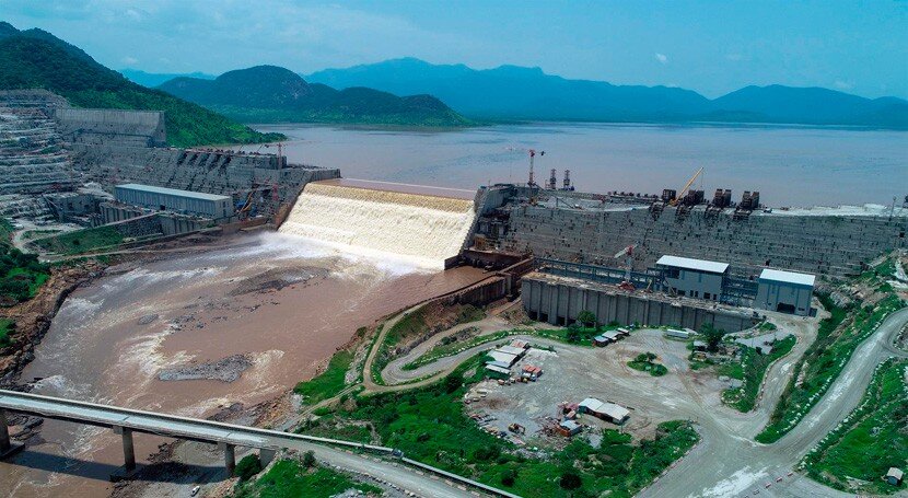 Vista general de la Presa del Gran Renacimiento, construida por Etiopía en el río Nilo Azul. (Imagen: Yirga Mengistu/Adwa Pictures Plc/DPA)