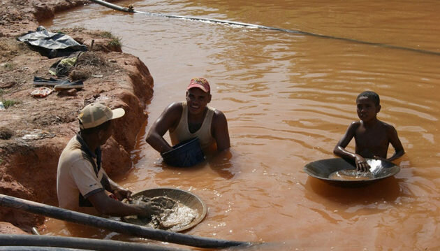 La minería ilegal de oro es la causante de la deforestación de vastas áreas en el sureste de Venezuela. La vegetación se socava para la extracción del mineral y deja lagunas artificiales. Foto: Cortesía de Jorge E. Moreno