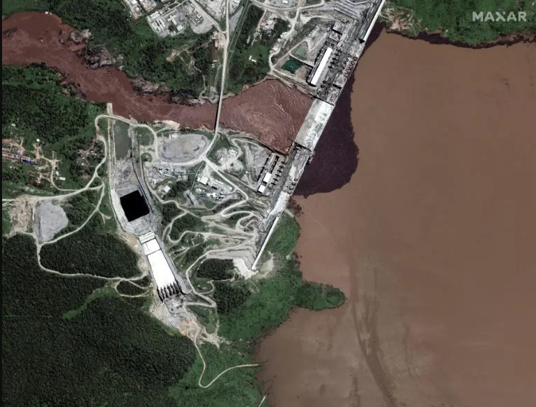 Imagen de satélite de la represa GERD en el Nilo, en el noroeste de Etiopía, el 11 de julio de 2020