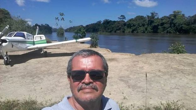 Jeziel Barbosa de Moura, poco antes del despegue.