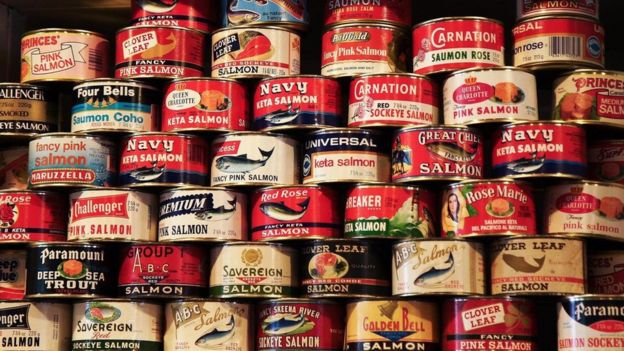 Latas de salmón