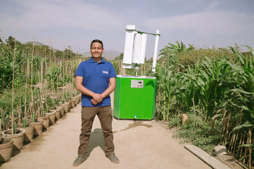 Max Hidalgo founded Yawa, building portable wind turbines that harvest up to 300 litres of water per day from atmospheric humidity and mist. Photo: UNEP