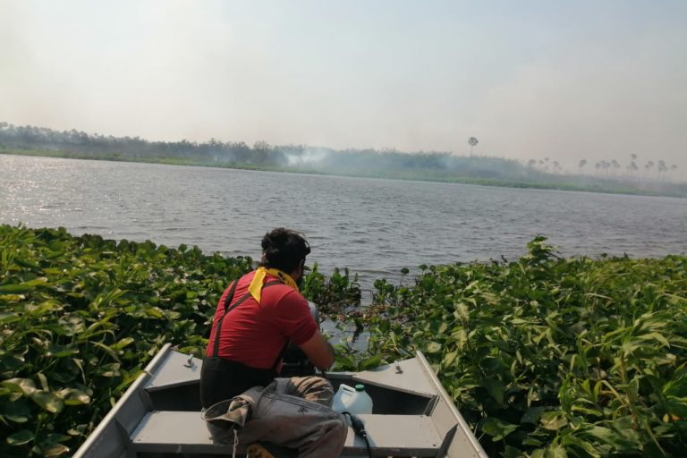 Monitores ambientales recorren el pantanal en Paraguay. Foto: Guyra Paraguay.