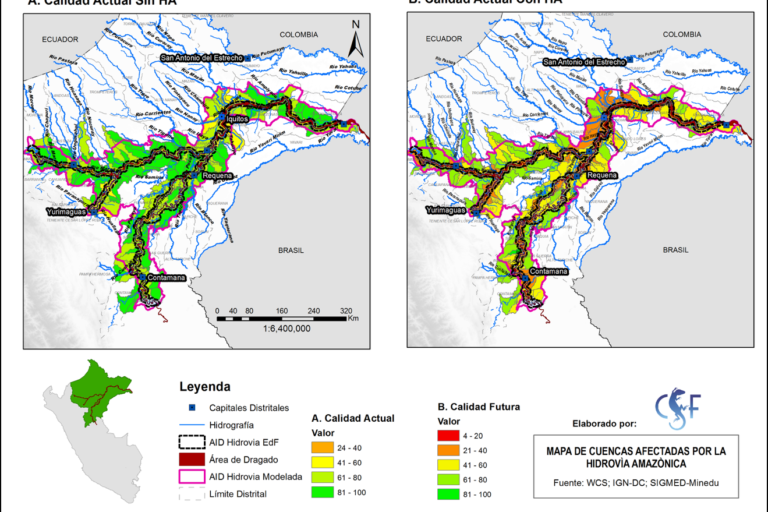 Análisis comparativo que muestra el nivel de impacto de la Hidrovía Amazónica. Fuente: Estudio de CSF.