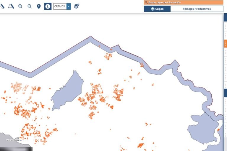 Cultivos de piña dentro del Refugio de Vida Silvestre Corredor Fronterizo en 2019. Información del Sistema Nacional de Información Territorial (SNIT).